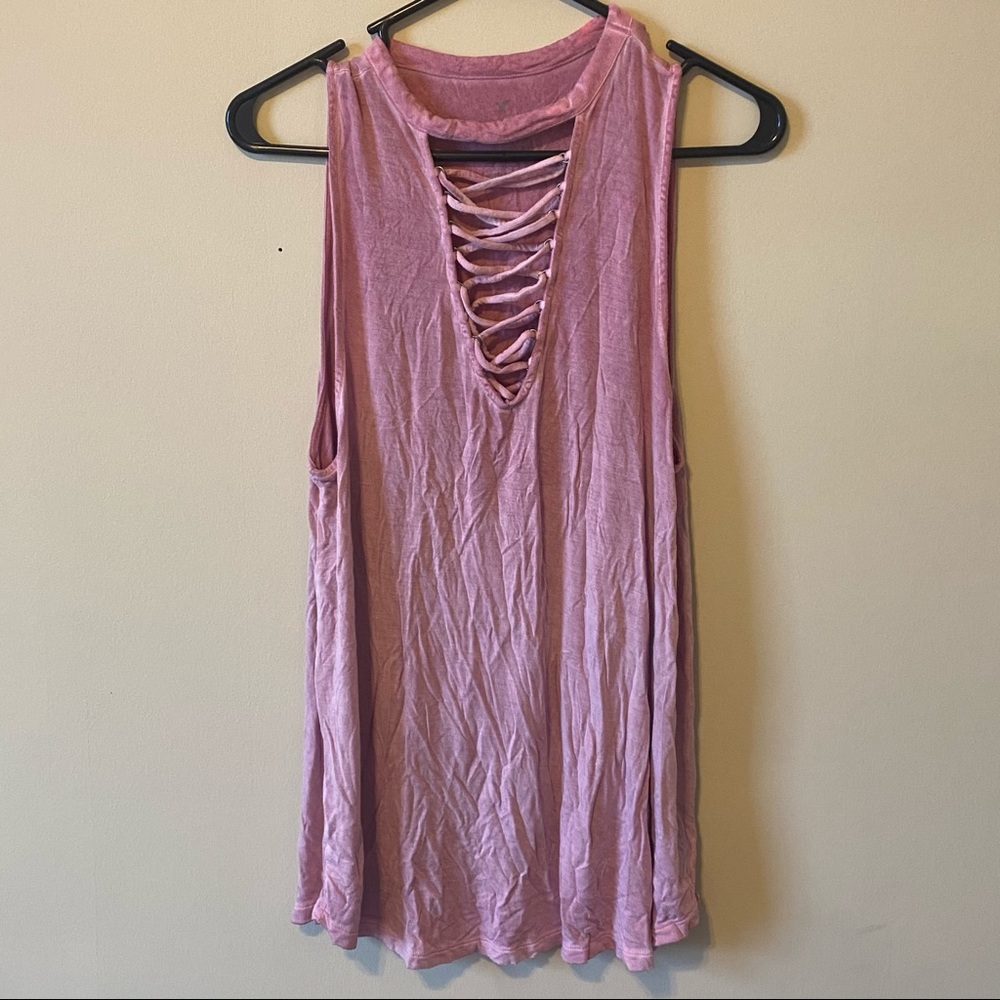 AEO Soft & Sexy Criss Cross Lace Up Ombré Tank Top